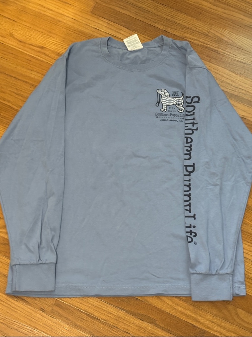 Southern Puppy Life (spicy tuna) Long Sleeve Tee - Light Blue